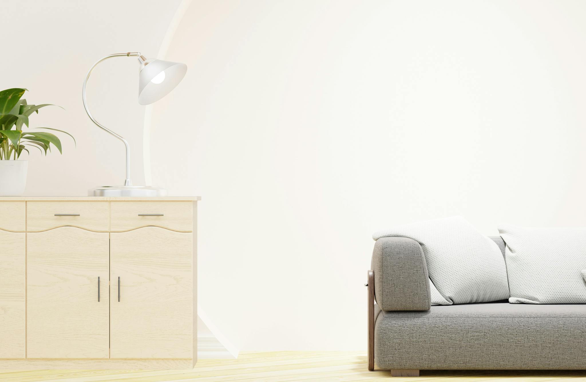 A bright and cozy modern living room with minimalist decor and design.